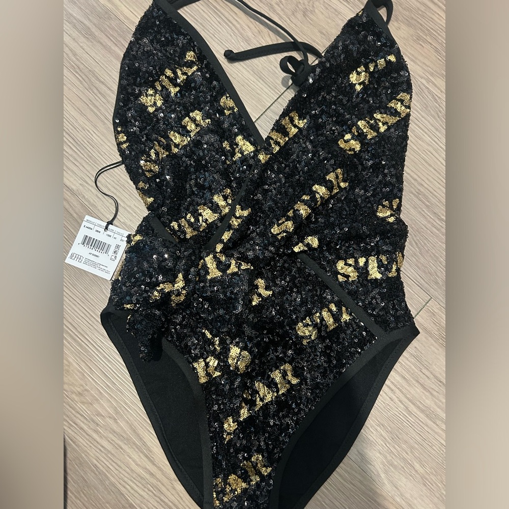 moschino Star Black and Gold One Piece swim suit